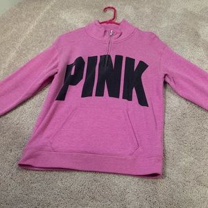 PINK half zip sweatshirt.